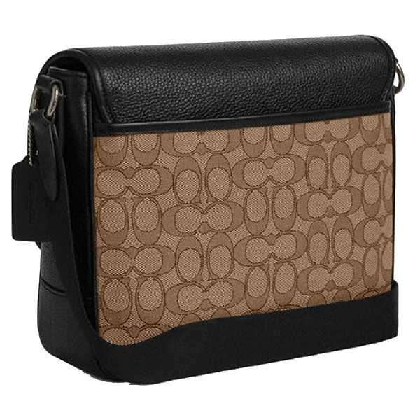 Coach Men Sprint Map Bag 25 In Signature Jacquard Tan Black # CE534