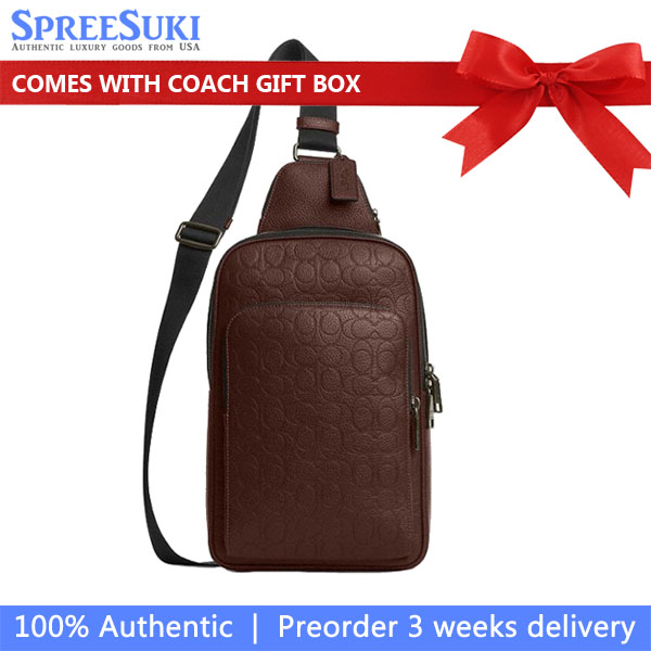 Coach Men Ethan Pack In Signature Leather Gunmetal Maple Dark purple # CDC68