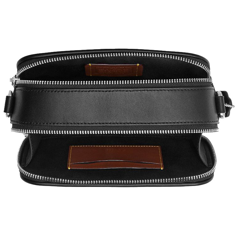 Coach Men Wyatt Crossbody Bag In Signature Canvas With Varsity Stripe Silver Black Multi # CDP86