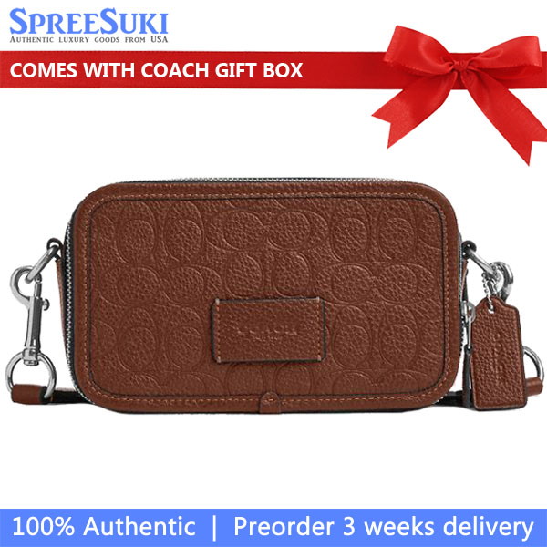 Coach Men Wyatt Crossbody Bag In Signature Leather Silver Vintage Brown # CDP87