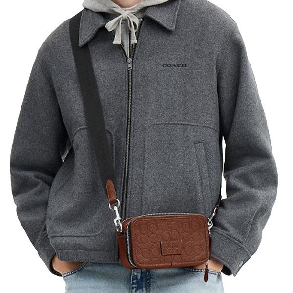 Coach Men Wyatt Crossbody Bag In Signature Leather Silver Vintage Brown # CDP87