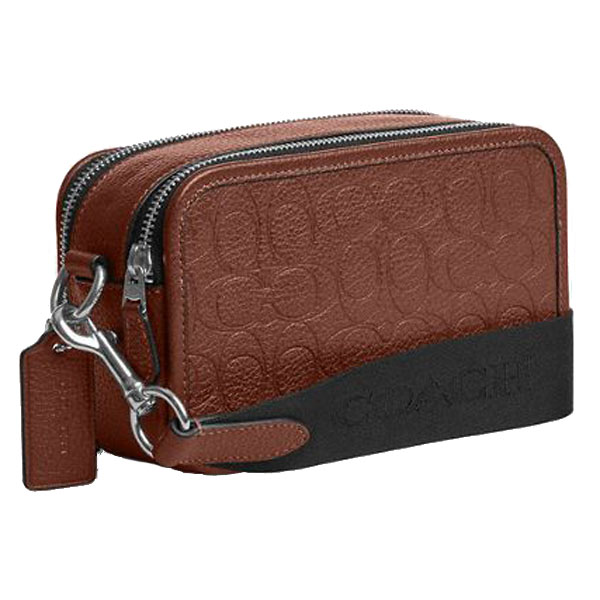 Coach Men Wyatt Crossbody Bag In Signature Leather Silver Vintage Brown # CDP87