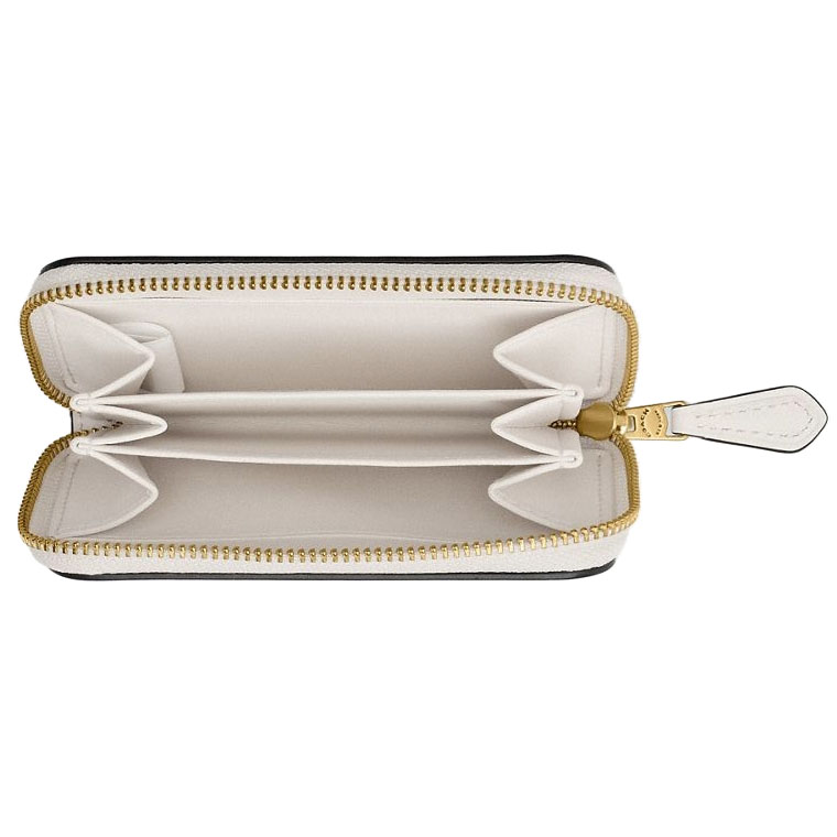 Coach Essential Small Zip Around Card Case With Sticker Print Chalk Multi White # CCD21