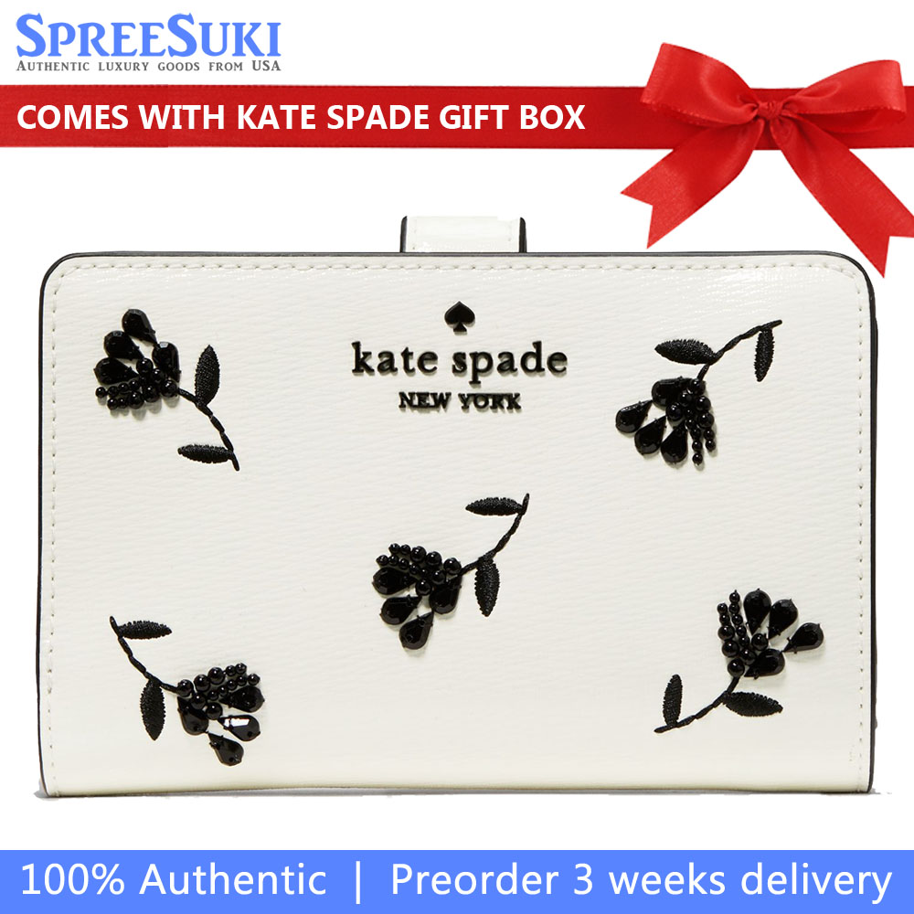 Kate Spade Floral Medium Bifold Wallet Meringue Multi Off White # KN749