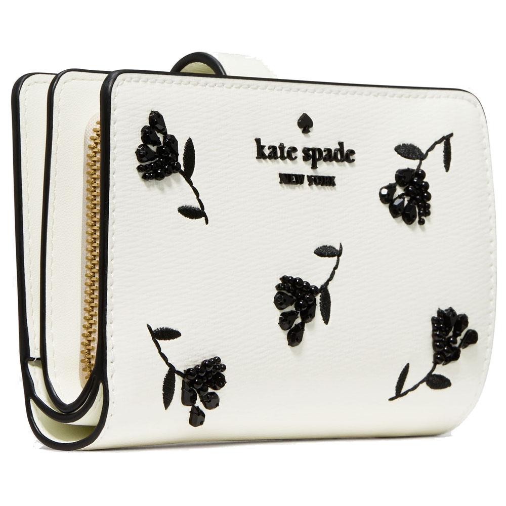 Kate Spade Floral Medium Bifold Wallet Meringue Multi Off White # KN749