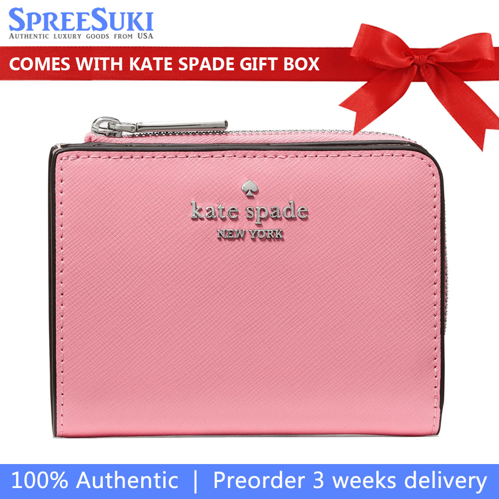 Kate Spade Small L-Zip Wallet Grapefruit Soda Pink # KN767
