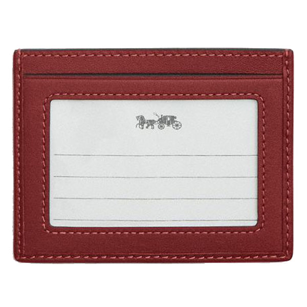 Coach Slim Id Card Case In Signature Denim Ruby Red # CAJ47