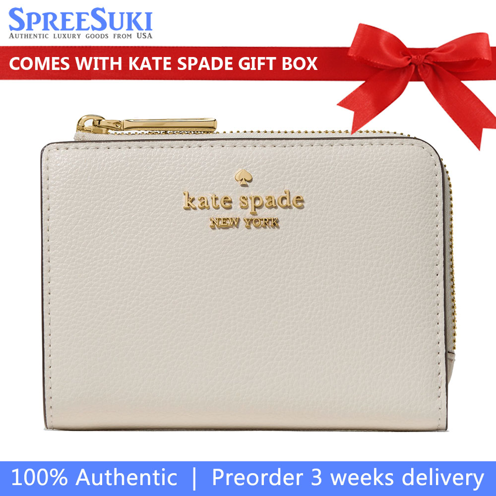 Kate Spade Small L-Zip Wallet Cashew Milk Cream # KN764