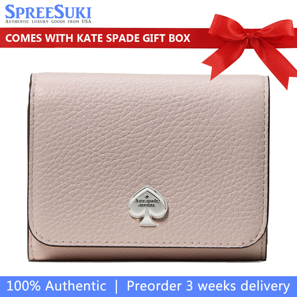 Kate Spade Small Wallet Kayla Small L-Zip Wallet Powdered Sugar Beige # KK056