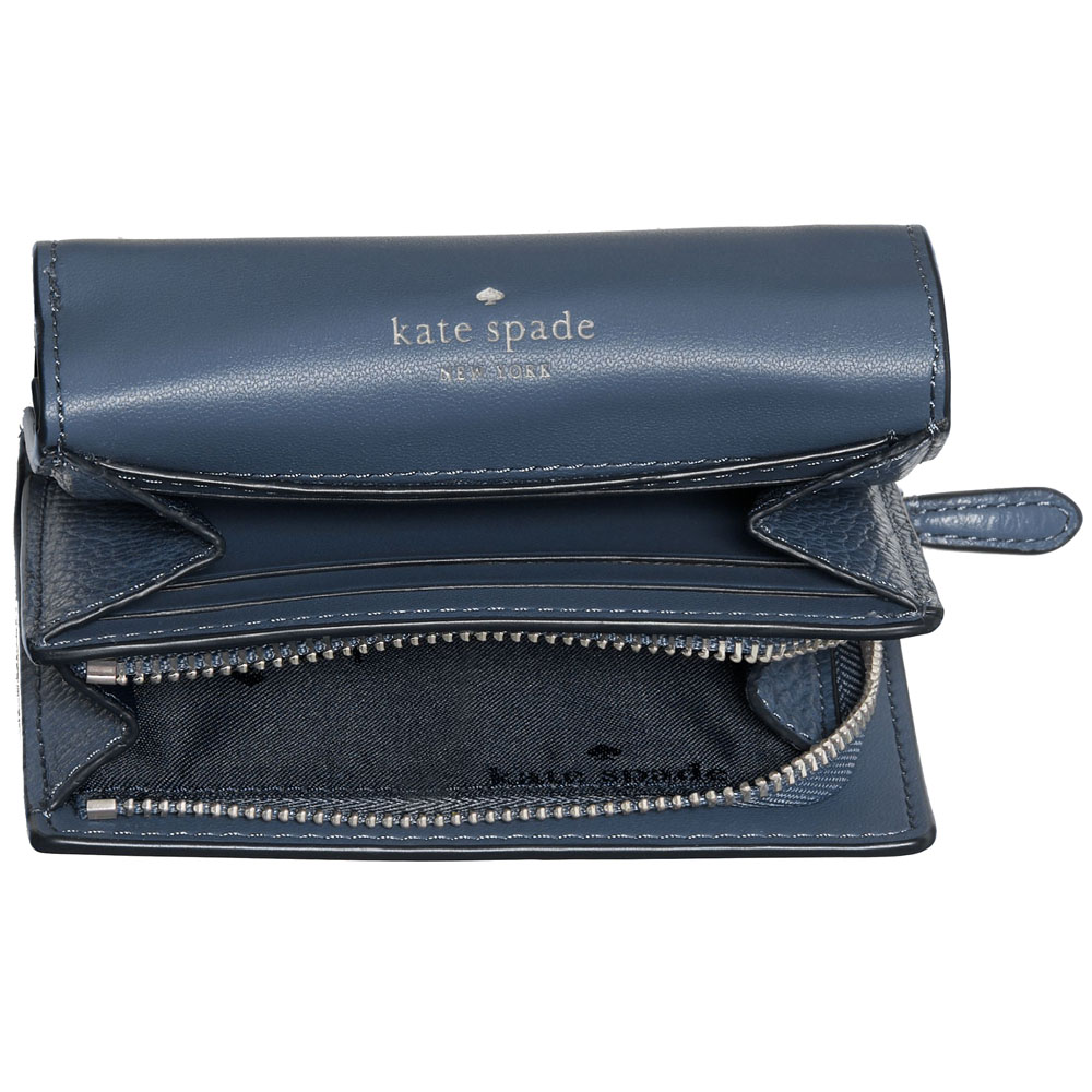 Kate Spade Small Wallet Kayla Small L-Zip Wallet Twilight Blue Navy Blue # KK056