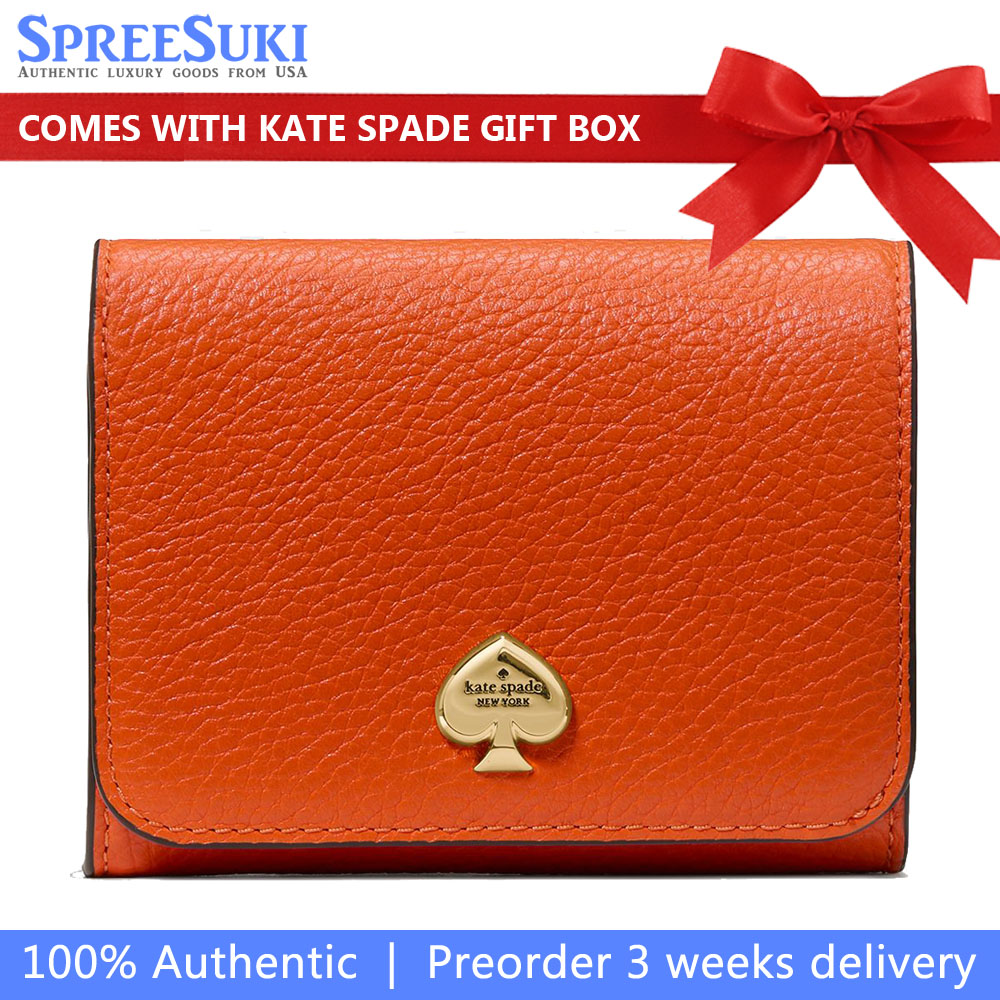 Kate Spade Small Wallet Kayla Small L-Zip Wallet Fiery Orange # KK056