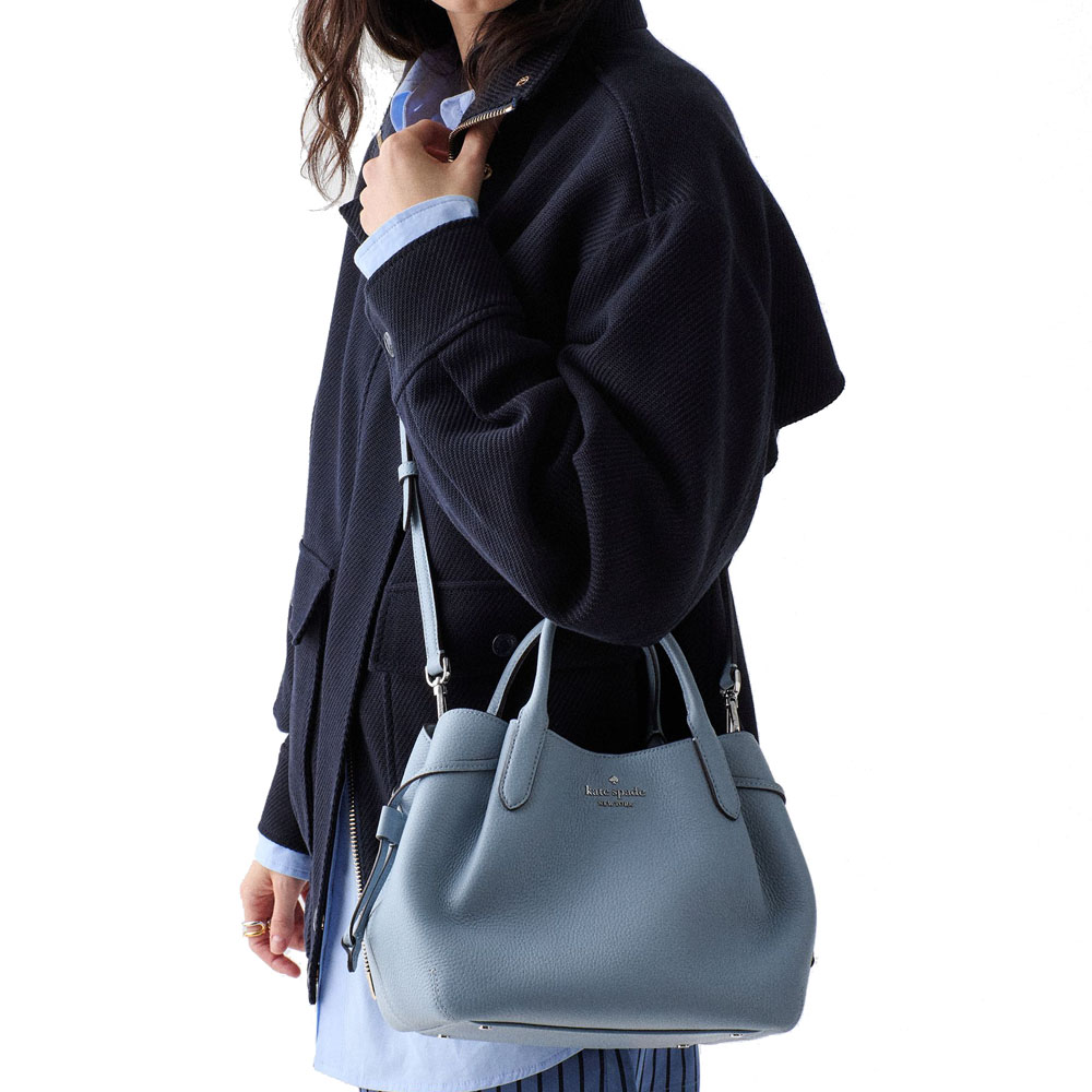 Kate Spade Sling Bag Crossbody Pebble Leather Dumpling Small Satchel Muted Blue # K8135