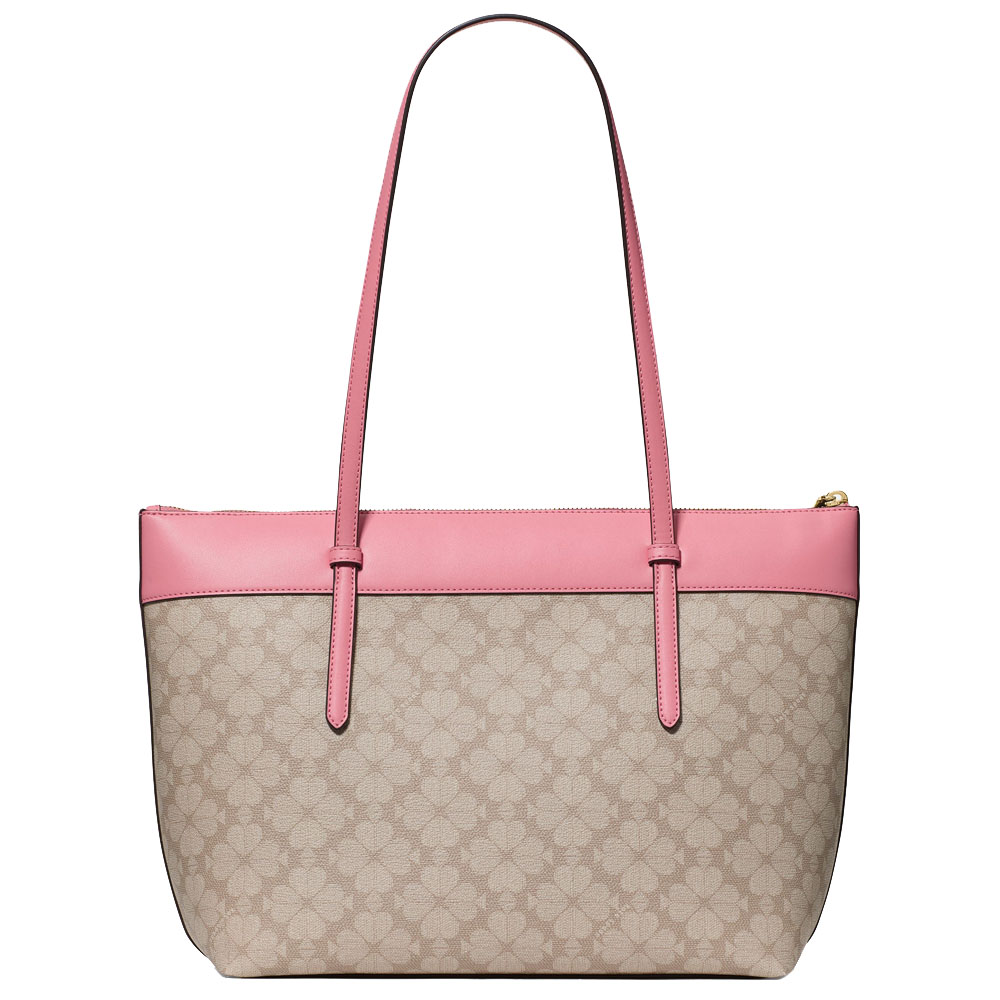 Kate Spade All Day Spade Flower Tote Bag With Charm Dark Beige Grapefruit Mult # KO143