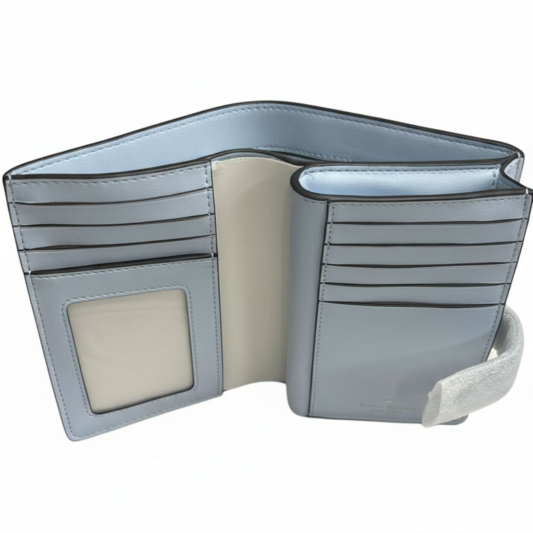 Kate Spade Medium Wallet Madison Saffiano Leather Compact Bifold Watercolor Blue # KC580