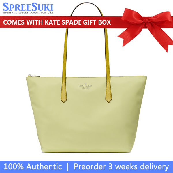 Kate Spade Kitt Nylon Medium Tote Tennis Ball Multi Light green # KG460