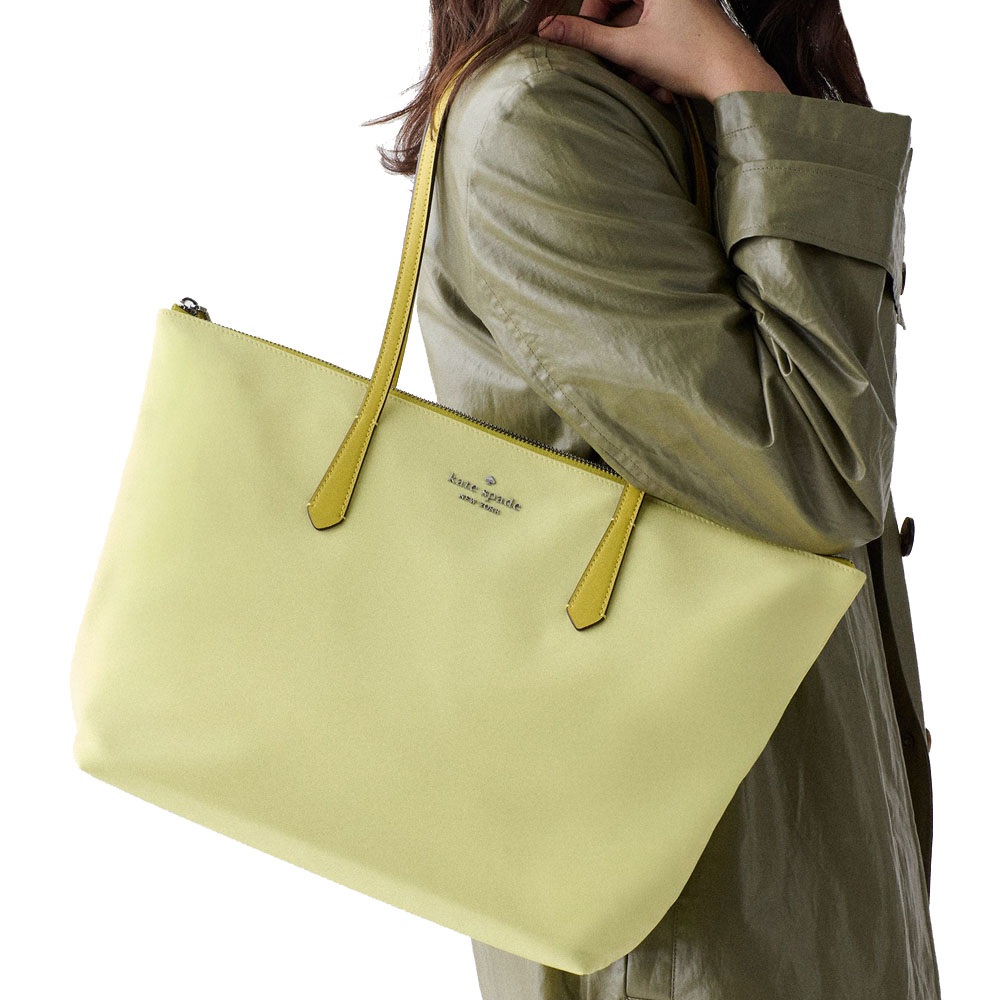 Kate Spade Kitt Nylon Medium Tote Tennis Ball Multi Light green # KG460
