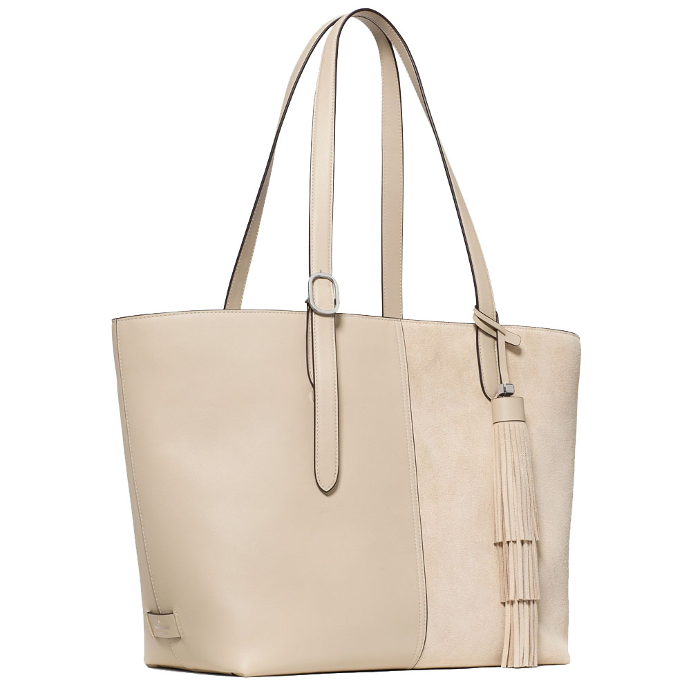 Kate Spade 454 Suede Fringe Tote Bag Light Sand # KN585