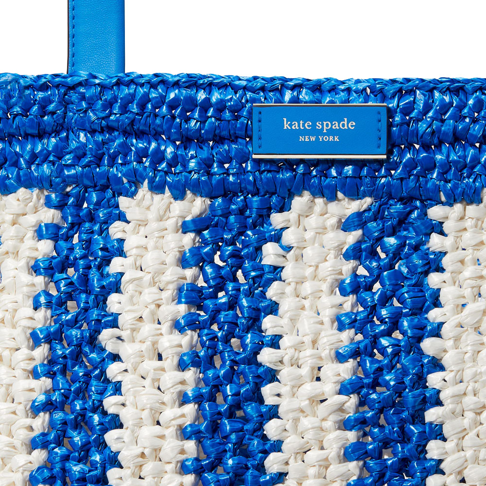 Kate Spade Eden Striped Crochet Large Tote Blue Multicolor # KG066