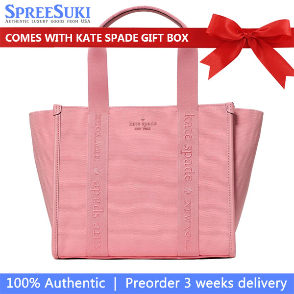 Kate Spade Kip Canvas Small Tote Grapefruit Soda Pink # KG767