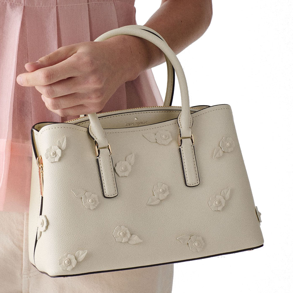 Kate Spade Thompson Street Floral Small Satchel Bag Cashew Milk Beige # KO150