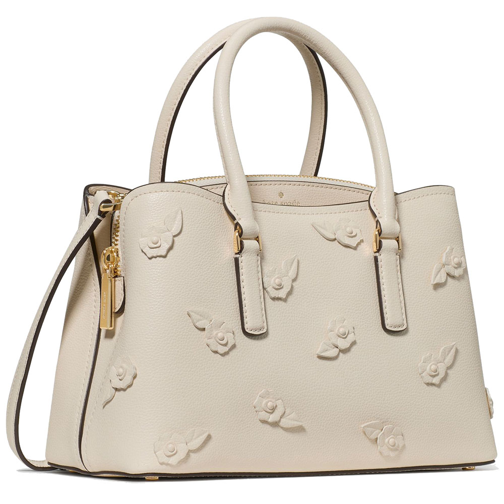 Kate Spade Thompson Street Floral Small Satchel Bag Cashew Milk Beige # KO150