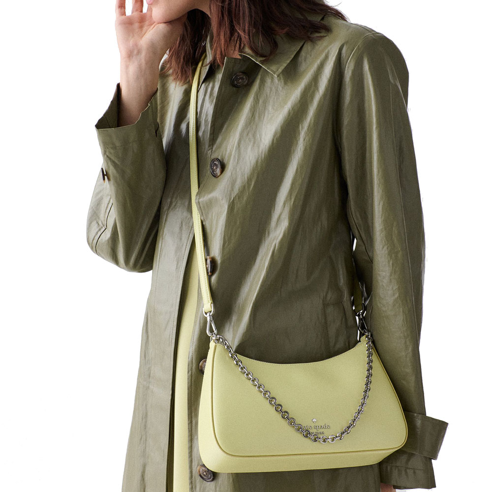 Kate Spade Margot Textured Patent Leather Convertible Crossbody Tennis Ball Light yellow # KN249