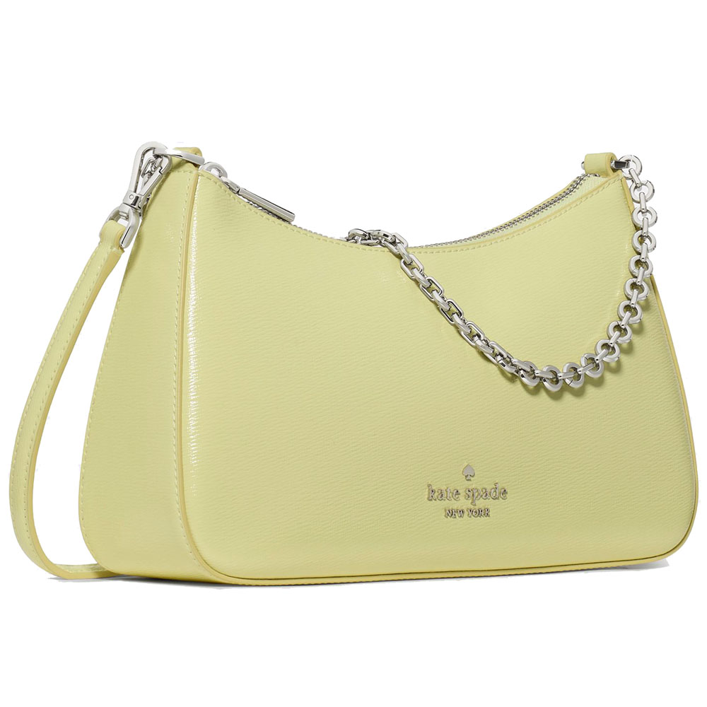 Kate Spade Margot Textured Patent Leather Convertible Crossbody Tennis Ball Light yellow # KN249