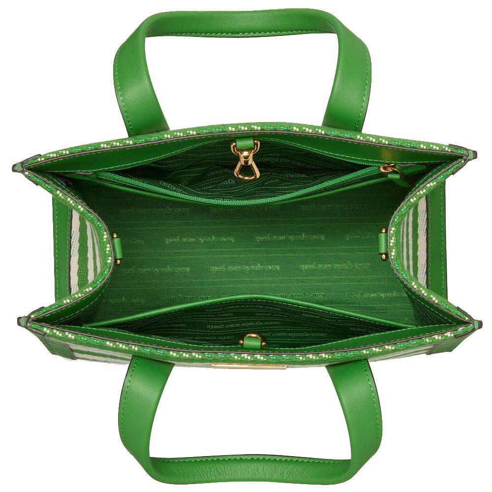 Kate Spade Manhattan Gingham Tweed Fabric Small Tote Summit Green Multi # KF849