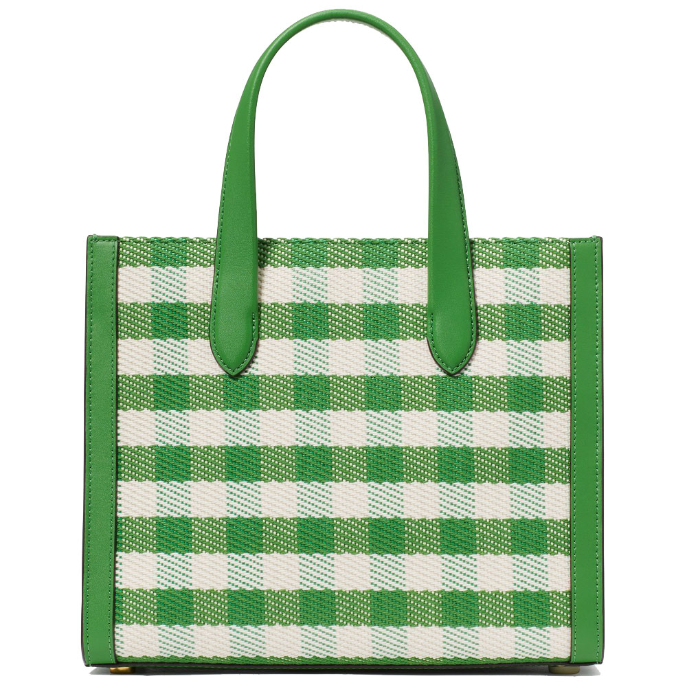 Kate Spade Manhattan Gingham Tweed Fabric Small Tote Summit Green Multi # KF849