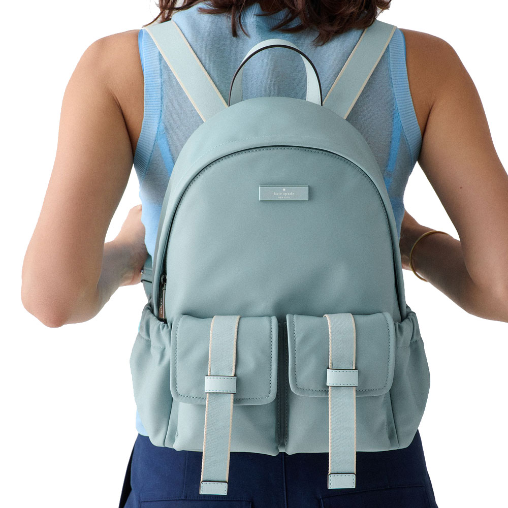 Kate Spade Carter Ksnyl Cargo Backpack Aventurine Multi Light blue # KN667