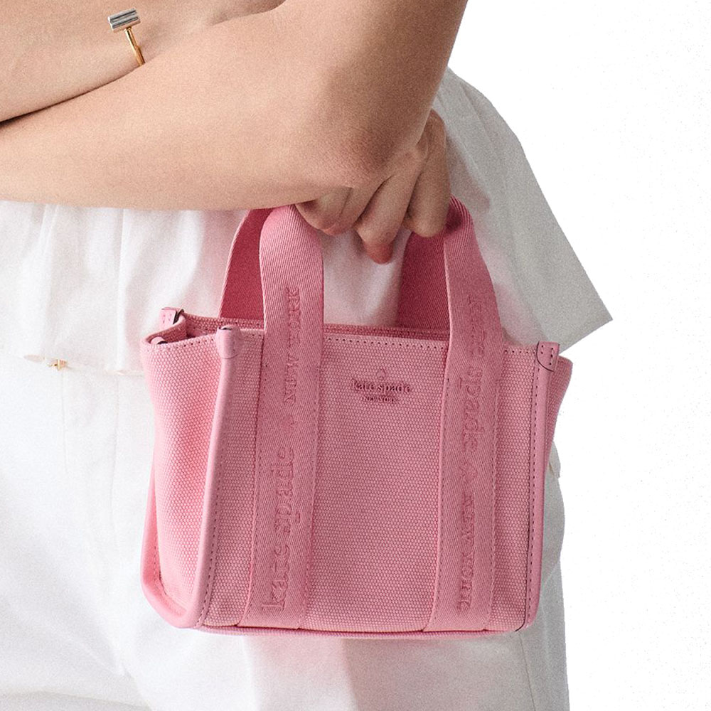 Kate Spade Kip Canvas Mini Tote Grapefruit Soda Pink # KL062