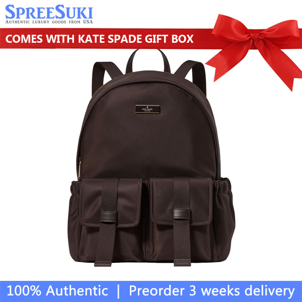 Kate Spade Carter Ksnyl Cargo Large Backpack Hot Fudge Chocolate # KN670