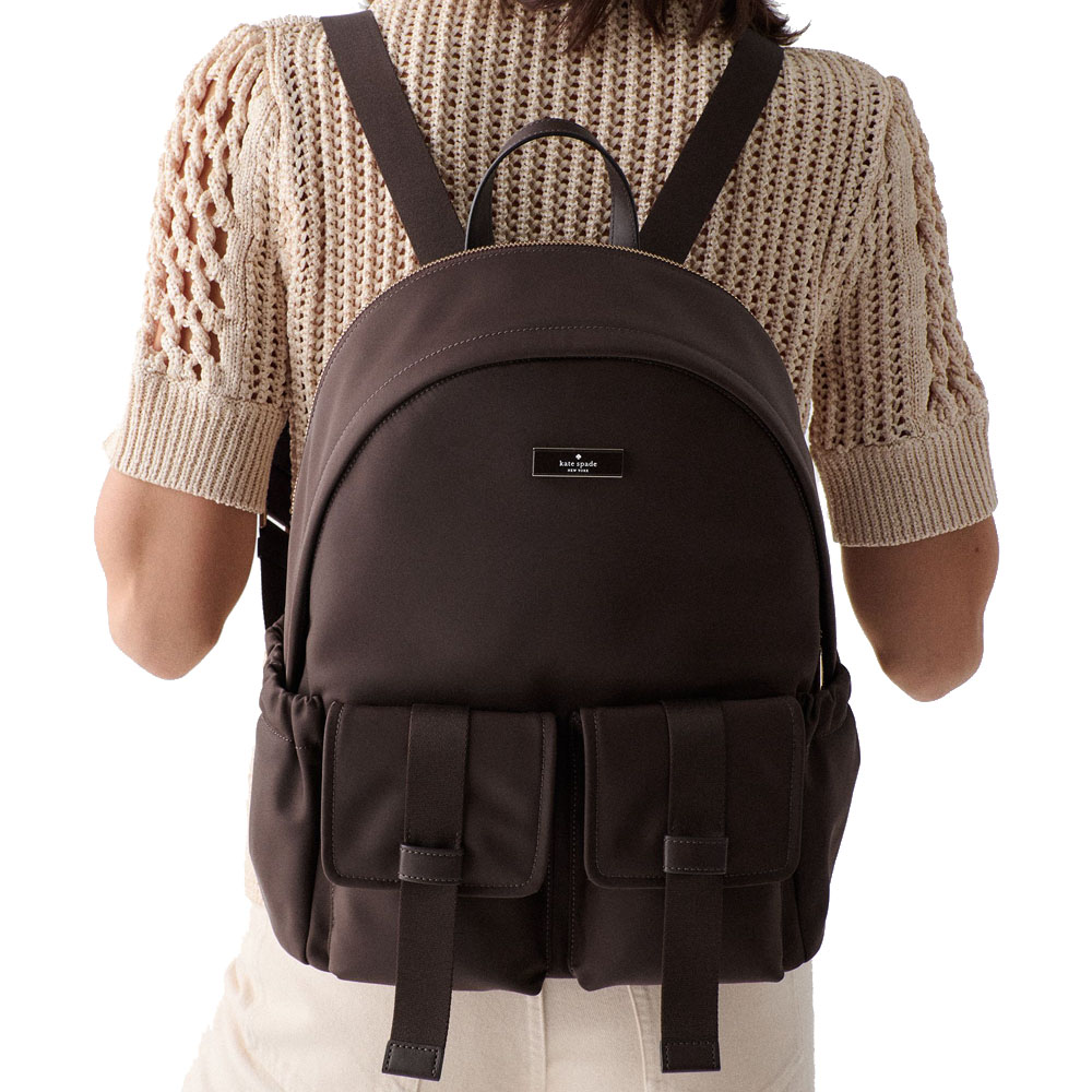 Kate Spade Carter Ksnyl Cargo Large Backpack Hot Fudge Chocolate # KN670