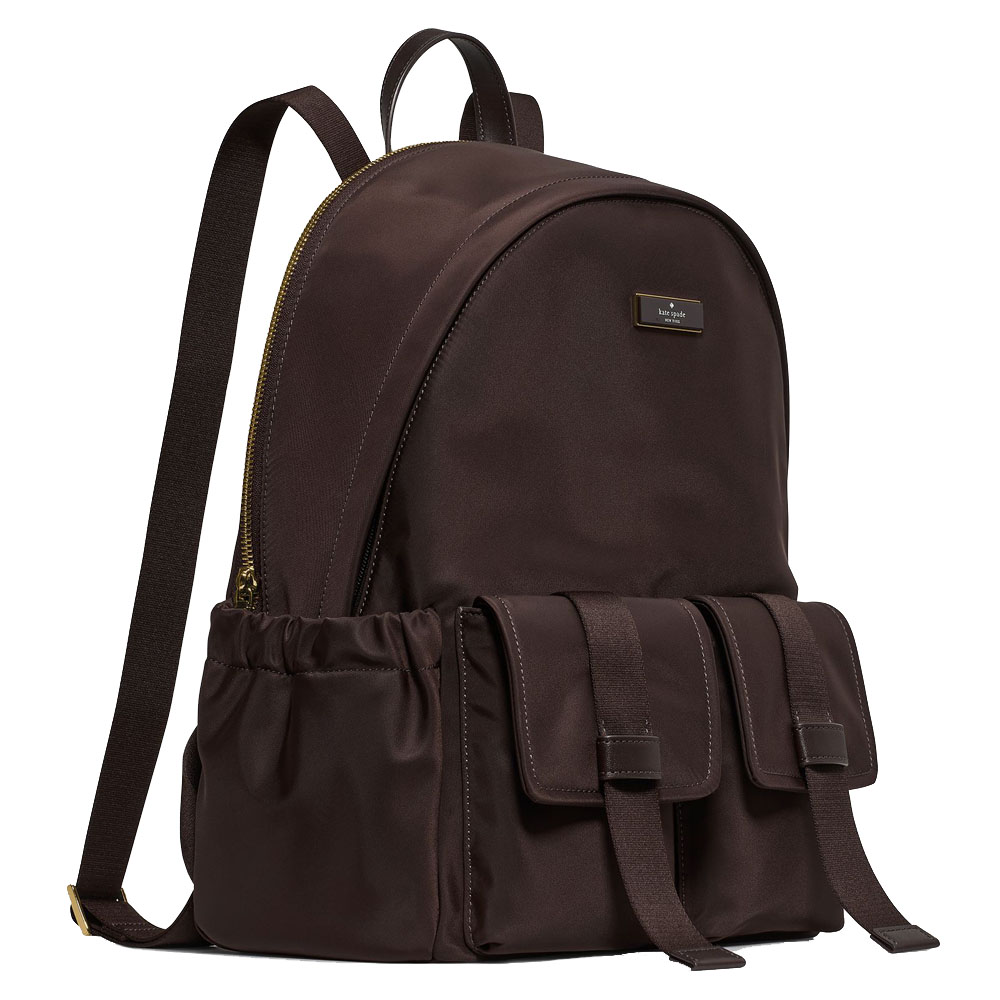 Kate Spade Carter Ksnyl Cargo Large Backpack Hot Fudge Chocolate # KN670