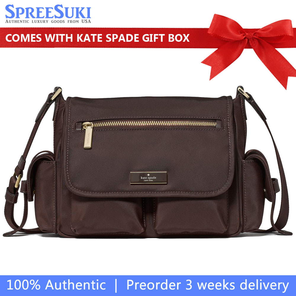 Kate Spade Carter Ksnyl Cargo Messenger Bag Hot Fudge Chocolate # KN672