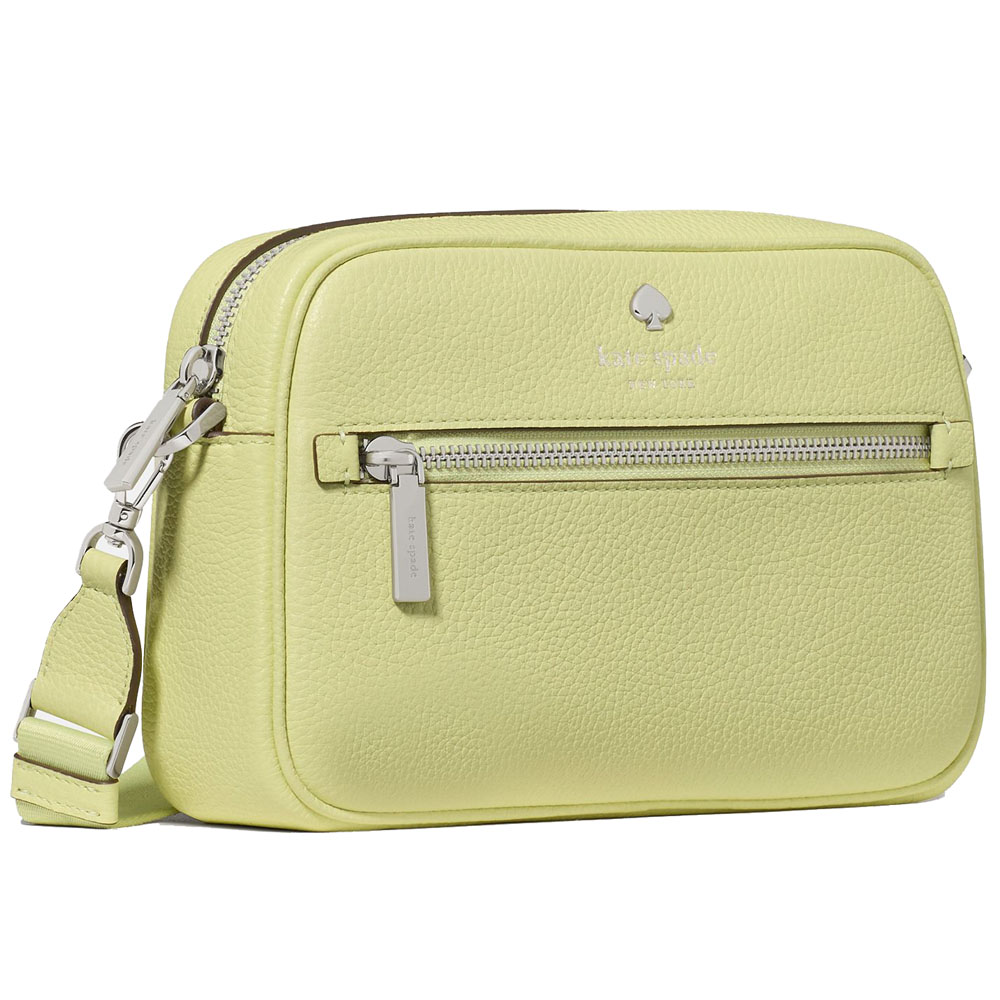 Kate Spade Emma Colorblock Pebbled Leather Large Crossbody Tennis Ball Multi Light green # KK940