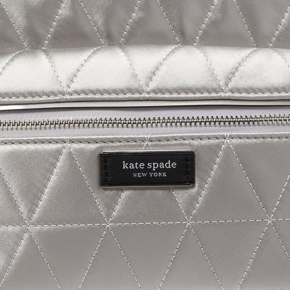 Kate Spade Sam Icon Quilted Satin Small Backpack Silver # KE236