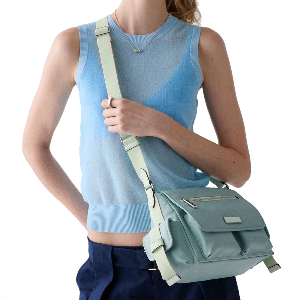 Kate Spade Carter Ksnyl Cargo Messenger Bag Aventurine Multi Light blue # KN668