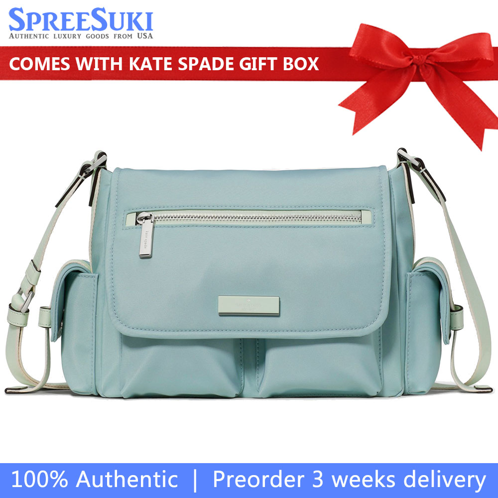 Kate Spade Carter Ksnyl Cargo Messenger Bag Aventurine Multi Light blue # KN668