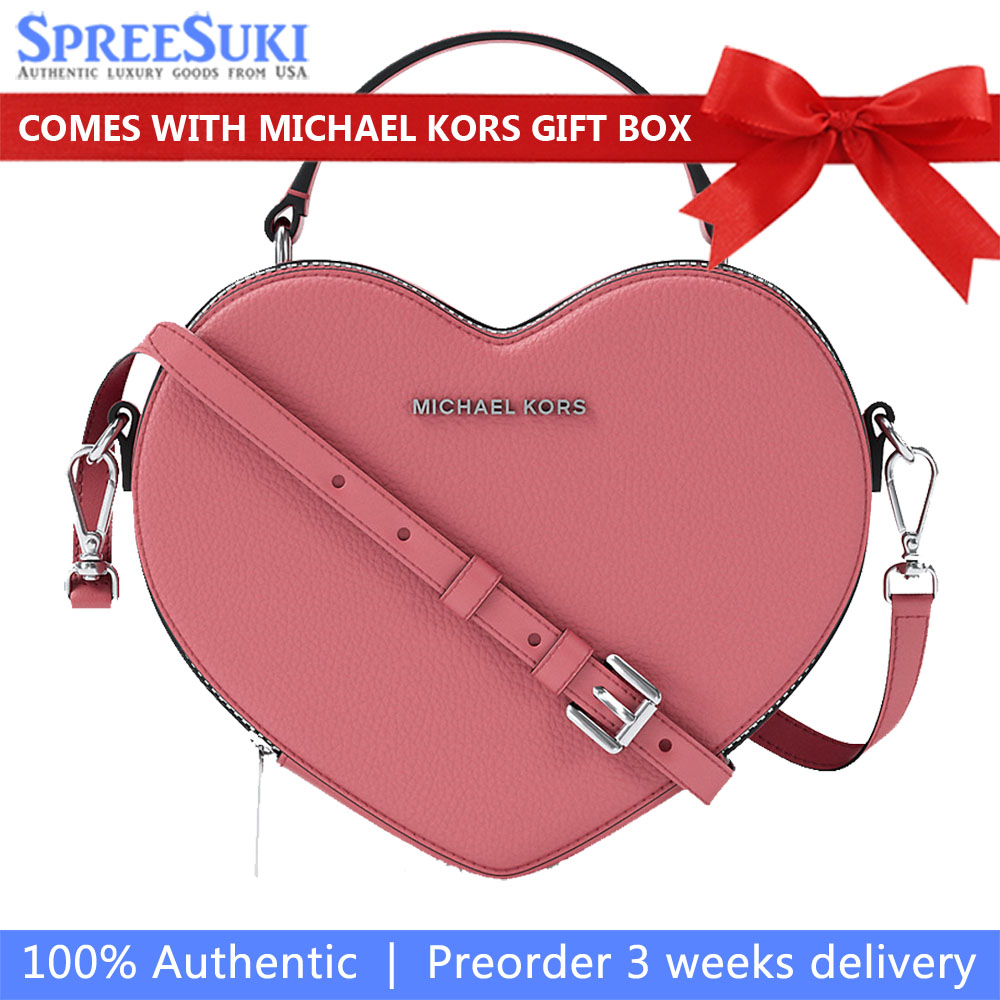 Michael Kors Jet Set Small Heart Crossbody Bag Hibiscus Dark Pink # 35R6STVC1Y