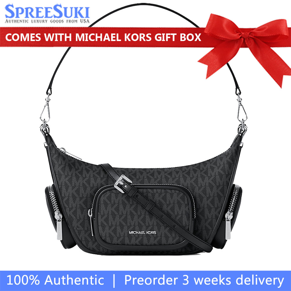 Michael Kors Merritt Small Signature Logo Convertible Shoulder Bag Black # 35R6G0WC1B