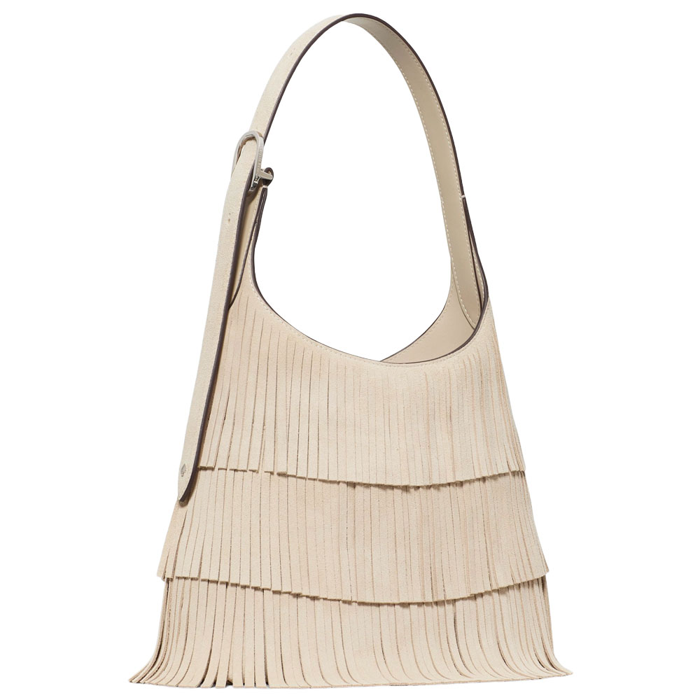 Kate Spade 454 Suede Fringe Small Shoulder Bag Light Sand # KN587