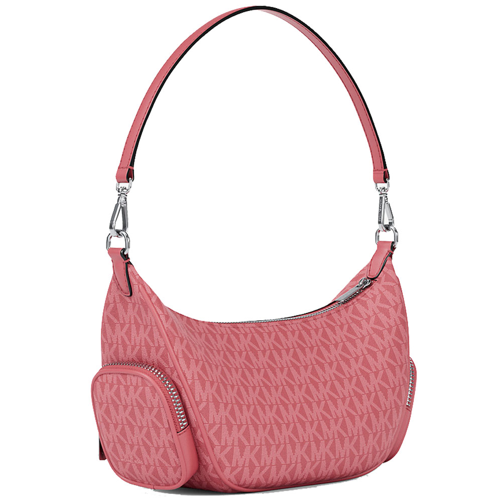 Michael Kors Merritt Small Signature Logo Convertible Shoulder Bag Hibiscus Pink # 35R6S0WC1V