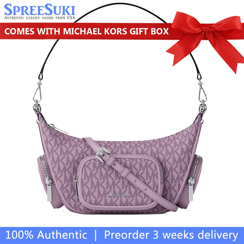 Michael Kors Merritt Small Signature Logo Convertible Shoulder Bag Light Quartz Light Purple # 35R6S0WC1V