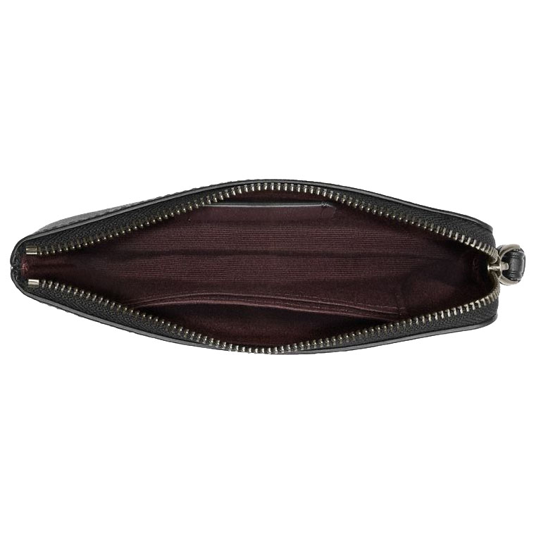 Coach Small Wristlet Disney X Coach Corner Zip Wristlet With Holiday Print Gunmetal Black Multi # CN031