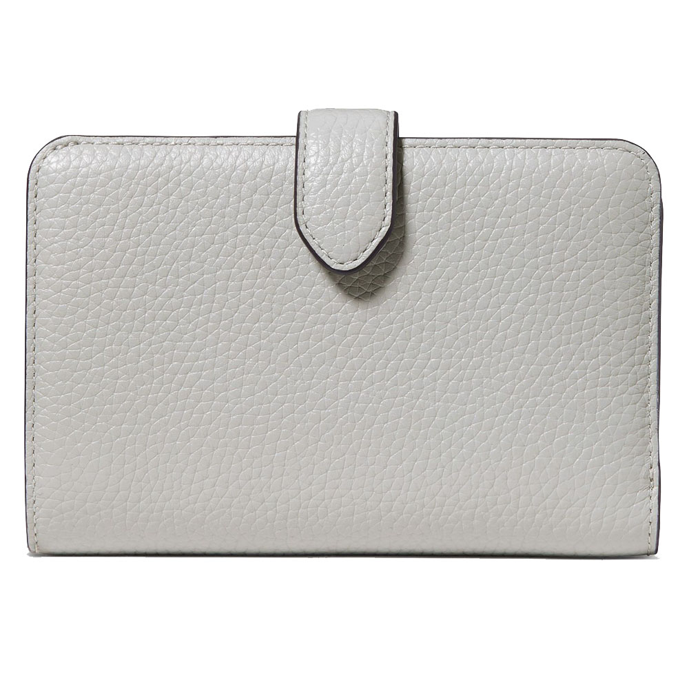 Kate Spade Medium Wallet Lena Pebbled Leather Medium Compact Bifold Wallet Platinum Grey Light Grey # KH787