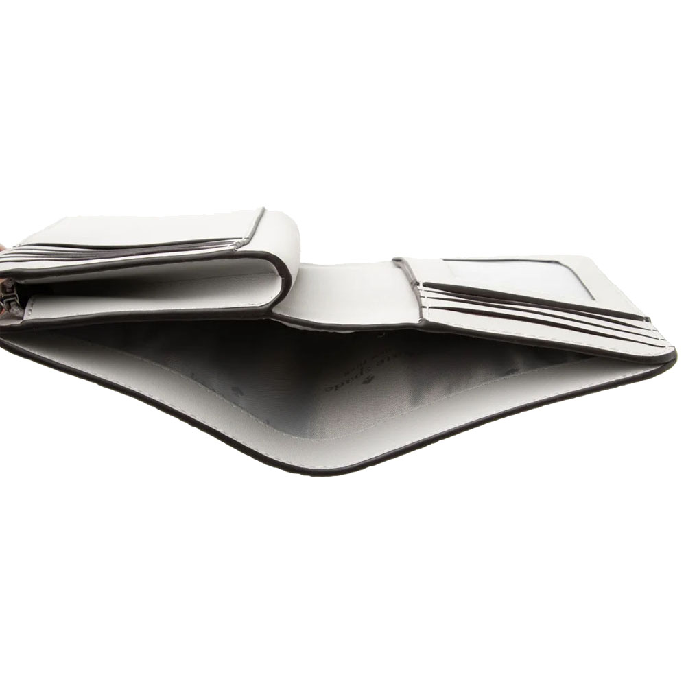 Kate Spade Medium Wallet Lena Pebbled Leather Medium Compact Bifold Wallet Platinum Grey Light Grey # KH787