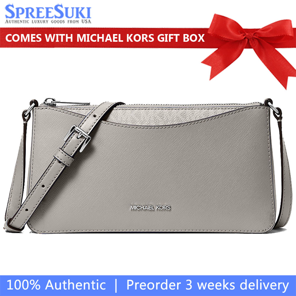 Michael Kors Arden Medium Crossbody Bag Pearl Grey Light Grey # 35F5S4XC8L