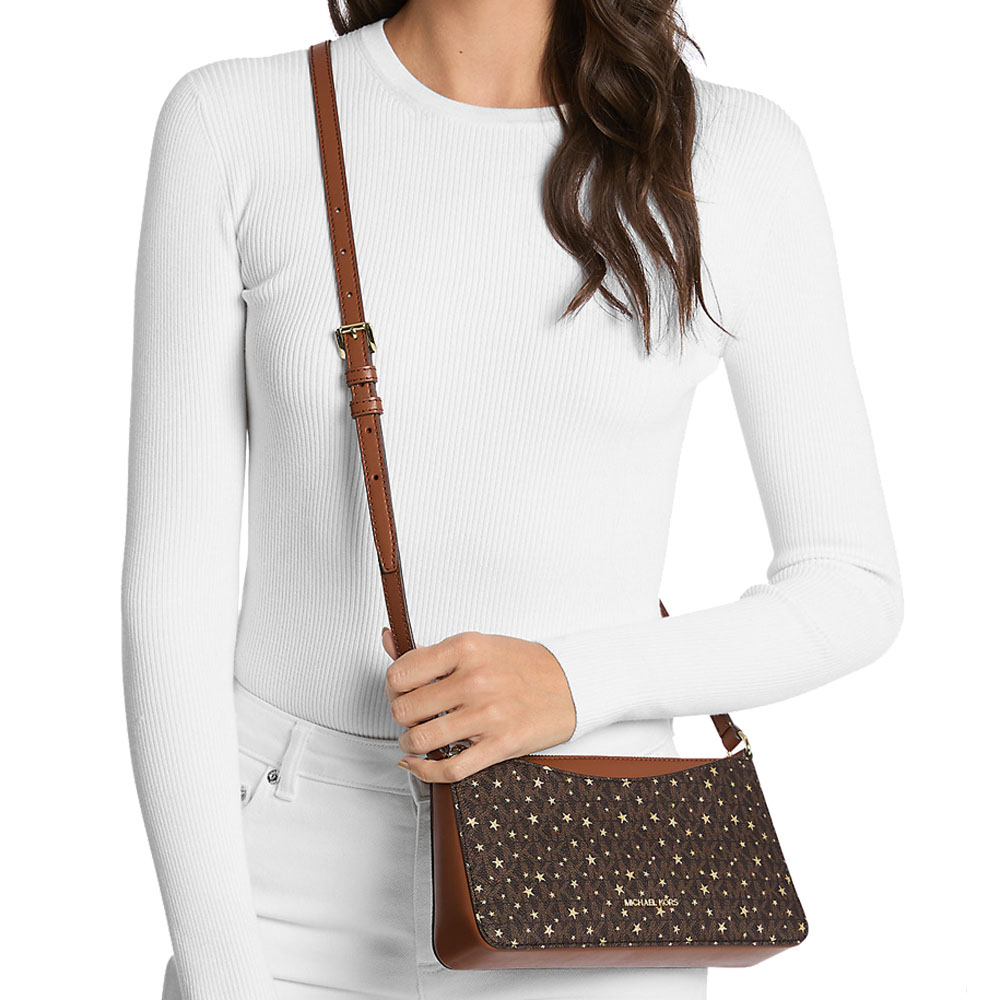 Michael Kors Arden Medium Printed Signature Logo Crossbody Bag Brown Dark Brown # 35F5G4XC8I