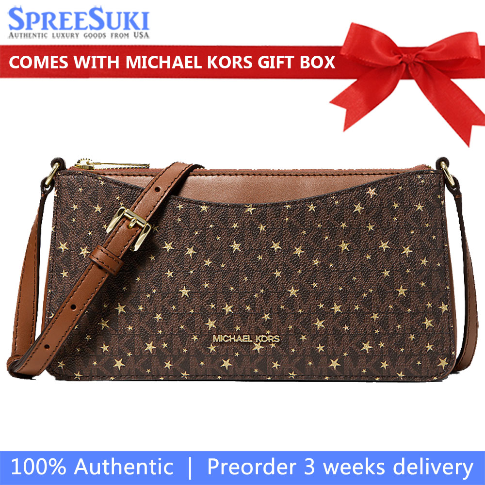 Michael Kors Arden Medium Printed Signature Logo Crossbody Bag Brown Dark Brown # 35F5G4XC8I